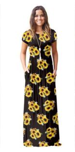 As Show-3 Brief Cute O-Neck Short Sleeve Loose Long Print Dresses