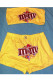 Mustard yellow Sexy Plaid Letter Print Character Straight Two Pieces