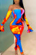 Red Fashion Sexy Print Bateau Neck Skinny Jumpsuits