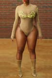 Apricot Fashion Sexy Embroidery Long Sleeve Swimwears