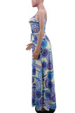 Colour Elegant Print Bandage Patchwork Spaghetti Strap Sling Dress Dresses