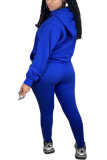 Navy Blue Fashion Active adult Ma'am Patchwork Solid Two Piece Suits pencil Long Sleeve Two Pieces