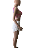 White Sportswear Solid Tie-dye U Neck Two Pieces