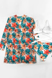 Baby Blue Sexy Print Bandage Patchwork Swimwears Three Piece