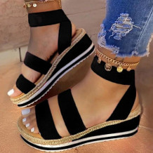Black Fashion Casual Hollowed Out Patchwork Fish Mouth Sandals