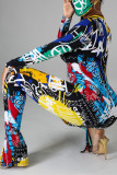 Red Fashion Casual Print Basic Zipper Collar Skinny Jumpsuits