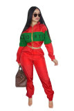 Blue Elastic Fly Long Sleeve Mid Letter Patchwork Straight Pants
