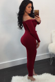 Light Gray Sexy Solid bandage Patchwork Long Sleeve V Neck Jumpsuits