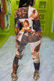 multicolor Fashion Street Adult Print Tie-dye Turndown Collar Long Sleeve Regular Sleeve Regular Two Pieces