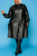 Black British Style Solid Patchwork O Neck A Line Dresses