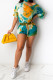 Green Fashion Sexy adult Patchwork Print Tie Dye Two Piece Suits Straight Half Sleeve Two Pieces