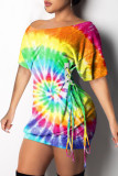 Green Fashion Sexy Patchwork Print bandage One word collar Hip skirt Dresses