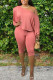Pink Milk Silk Fashion Active adult Ma'am Solid Two Piece Suits pencil Long Sleeve Two Pieces