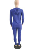 White Casual Letter Print Patchwork Hooded Collar Long Sleeve Two Pieces