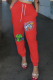 Red Casual Print Patchwork Harlan High Waist Harlan Positioning Print Bottoms