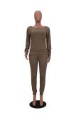 White Casual Fashion Slim fit Solid Two Piece Suits Patchwork pencil Long Sleeve
