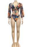 Leopard Print Sexy Print Patchwork Frenulum Swimwears Three pieces