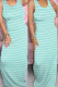 Light Blue Milk. Fashion Street White Yellow Light Blue purple Tank Sleeveless O neck Pencil Dress Floor-Length Striped Dresses