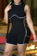 Black Fashion Casual Solid Patchwork O Neck Regular Romper