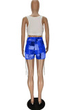 Red Sexy Print Ripped Contrast Spaghetti Strap Sleeveless Two Pieces