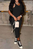 Pink Fashion Casual Solid Basic O Neck Vest Dress