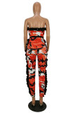 Green Drawstring Mid Patchwork camouflage pencil Pants Jumpsuits & Rompers