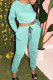 Green venetian Fashion Active adult Ma'am Solid Two Piece Suits Straight Long Sleeve Two Pieces