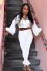 White Fashion Light Print Solid Patchwork Long Sleeve Turndown Collar 