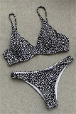 White Fashion Sexy Print Backless Swimwears