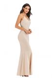 Red Fashion adult Sexy Spaghetti Strap Sleeveless Slip Slim Dress Floor-Length Patchwork Solid