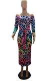 Fluorescent green Fashion adult Sexy Cap Sleeve Long Sleeves One word collar Step Skirt Mid-Calf bandage Leo