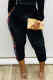 Black Fashion Casual Patchwork Patchwork Skinny Trousers
