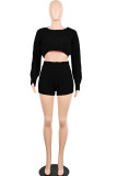 Green Wool Europe and America Solid Two Piece Suits pencil Long Sleeve Two-Piece Short Set