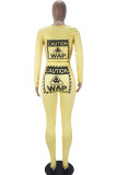 colour Fashion Casual Adult Print Patchwork Square Collar Long Sleeve Regular Sleeve Short Two Pieces
