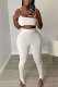 White Fashion adult Street Patchwork Solid Two Piece Suits Skinny Sleeveless Two Pieces