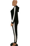 Black Celebrities Embroidery Patchwork Two Piece Suits Letter pencil Long Sleeve Two-piece Pant