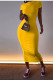 Yellow Fashion Casual White Red Black Orange Yellow Cyan Cap Sleeve Short Sleeves O neck Pencil Dress Mid-Calf Solid Dresses