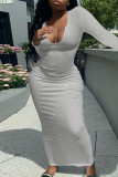 White Casual Solid Patchwork Asymmetrical Collar Straight Dresses
