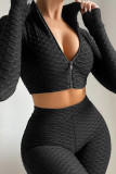 Orange Casual Sportswear Solid Basic Zipper Collar Long Sleeve Two Pieces