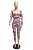 Colour Street Patchwork Tie-dye Bateau Neck Long Sleeve Two Pieces