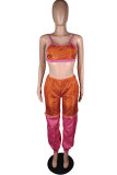 Pink Sexy Fashion backless Patchwork Zippered Solid Straight Long Sleeve Two-piece Pants Set