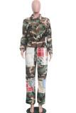 Camouflage Casual Print Long Sleeve Turndown Collar