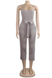 Light Gray Sexy Casual Solid Basic Spaghetti Strap Regular Jumpsuits
