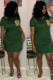 Green Fashion Casual Black Grey Green Dark Blue Cap Sleeve Short Sleeves O neck Step Skirt Knee-Length Solid Dresses