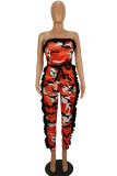 Green Drawstring Mid Patchwork camouflage pencil Pants Jumpsuits & Rompers