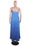 Red Sexy Fashion Spaghetti Strap Sleeveless Slip Step Skirt Ankle-Length Striped Solid Casual