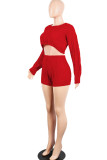 Green Wool Europe and America Solid Two Piece Suits pencil Long Sleeve Two-Piece Short Set