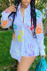 White Casual Print Patchwork Buckle Shirt Collar Tops