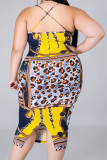 Decorative pattern Sexy Slip Print HOLLOWED OUT Hollow Out Plus Size
