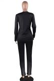 Black adult Active Fashion Casual Lips Print Print Two Piece Suits Solid pencil Long Sleeve Two